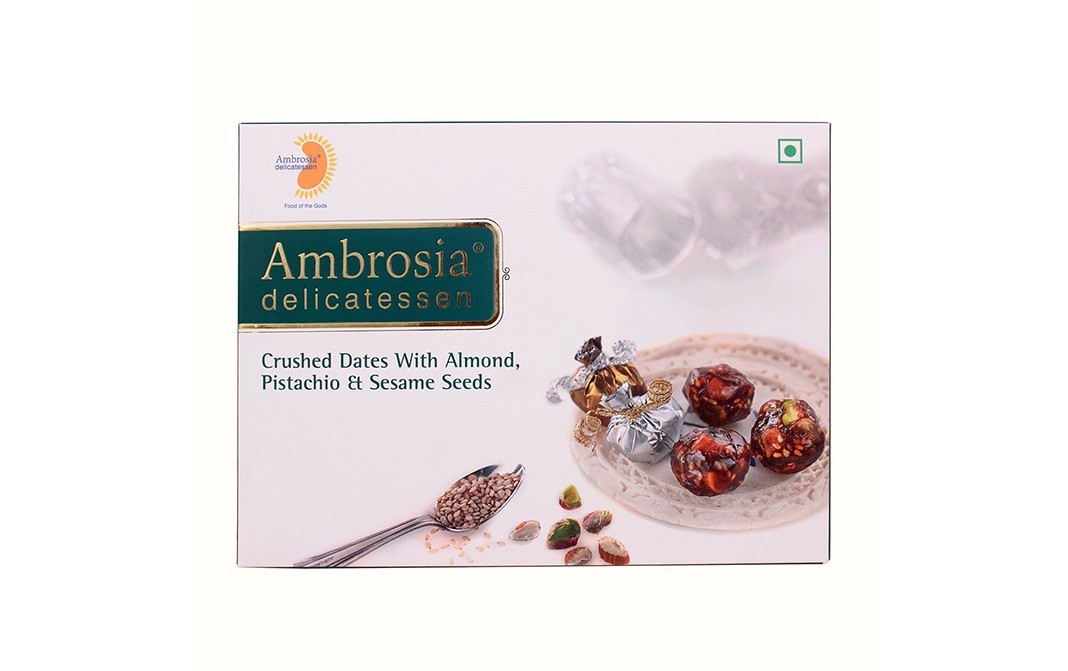 Ambrosia Delicatessen Crushed Dates With Almond, Pistachio & Sesame Seeds   Box  250 grams